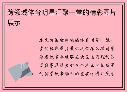 跨领域体育明星汇聚一堂的精彩图片展示